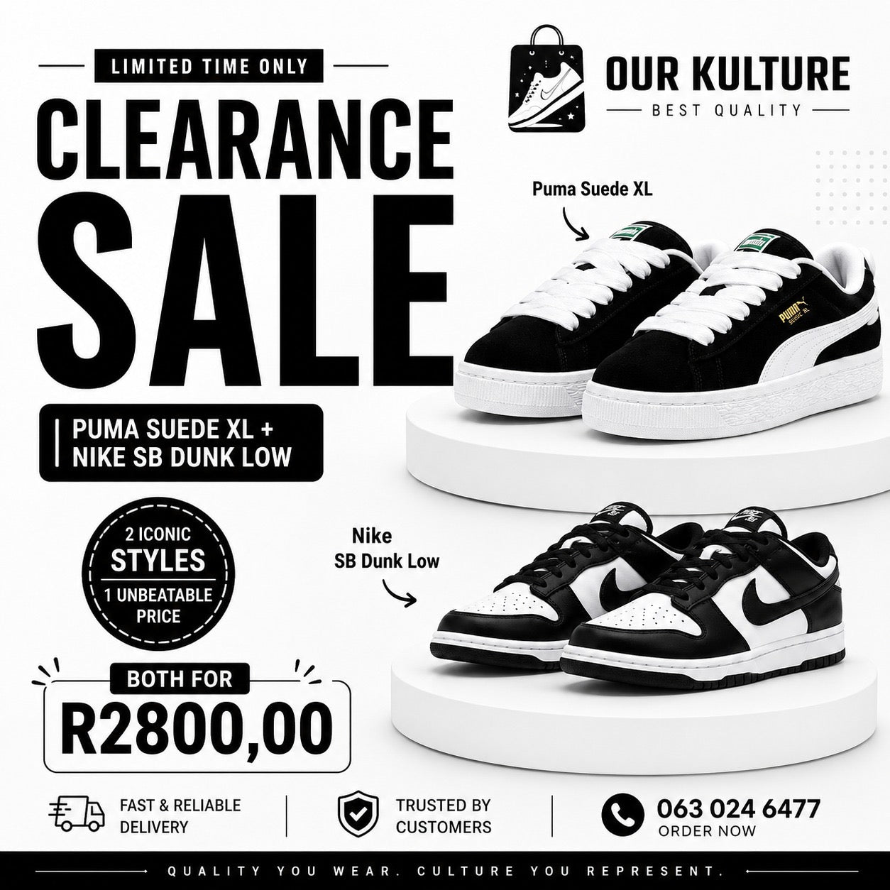 Puma XL & Nike Dunk Lows Combo Deal